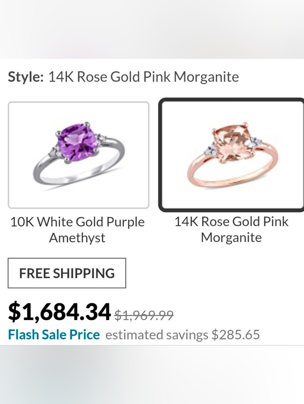 Natural 14K Rose Gold Morganite & White Zircon Ring Size 7.5! - Picture 9 of 9